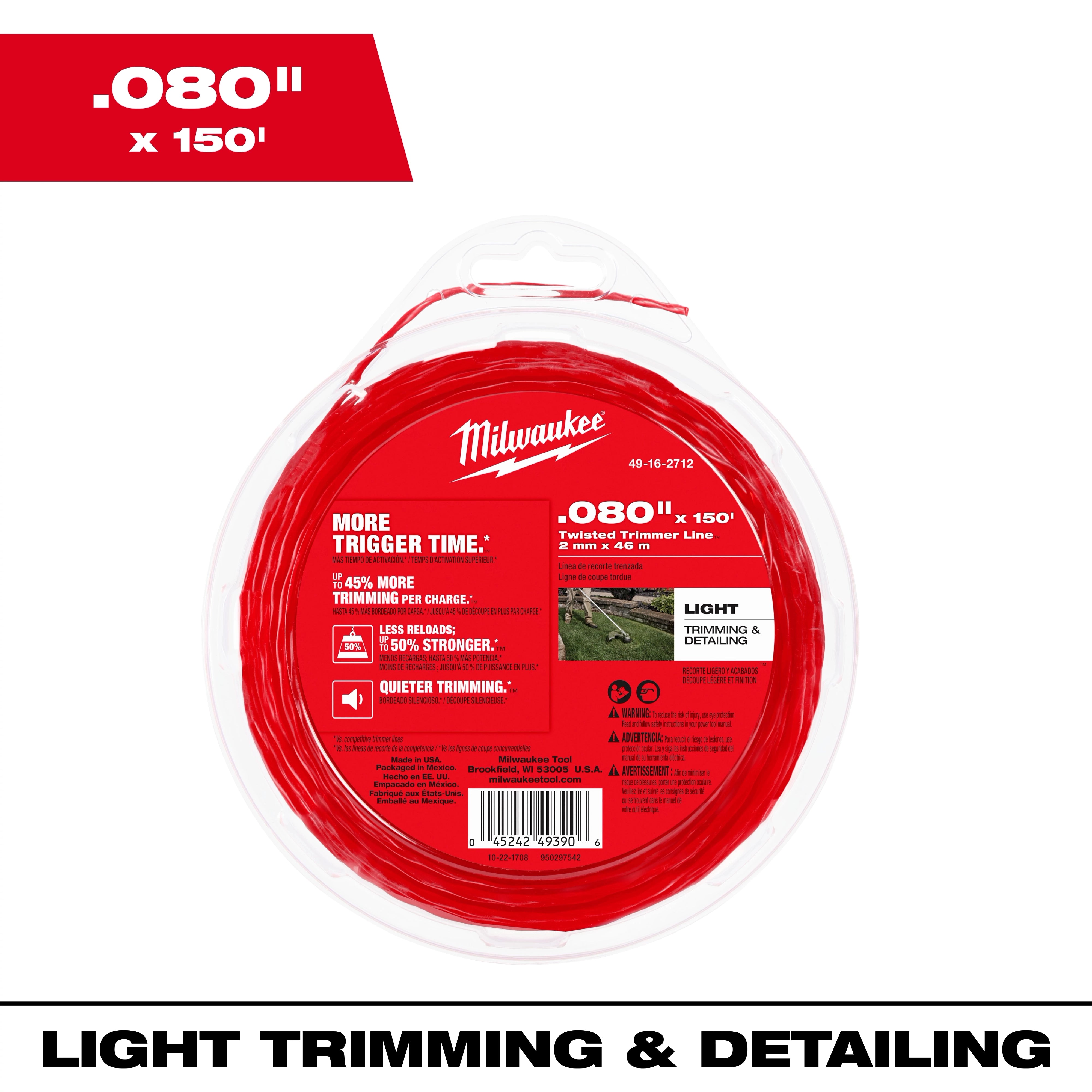 Milwaukee .080" x 150’ Twisted Trimmer Line 49-16-2712