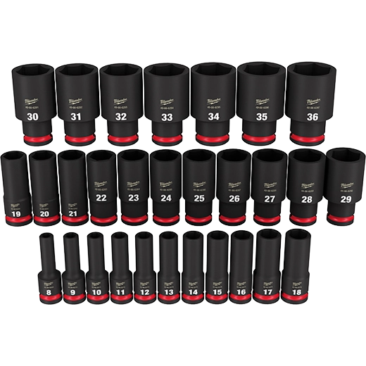 Milwaukee Ensemble de 29 douilles métriques profondes 6 points 1/2" Drive SHOCKWAVE Impact Duty™ 49-66-7015