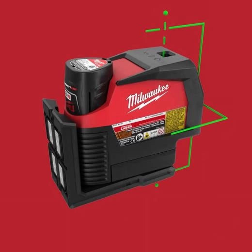 Milwaukee Laser à ligne croisée verte M12™ et points de perpendiculaire 3622-20
