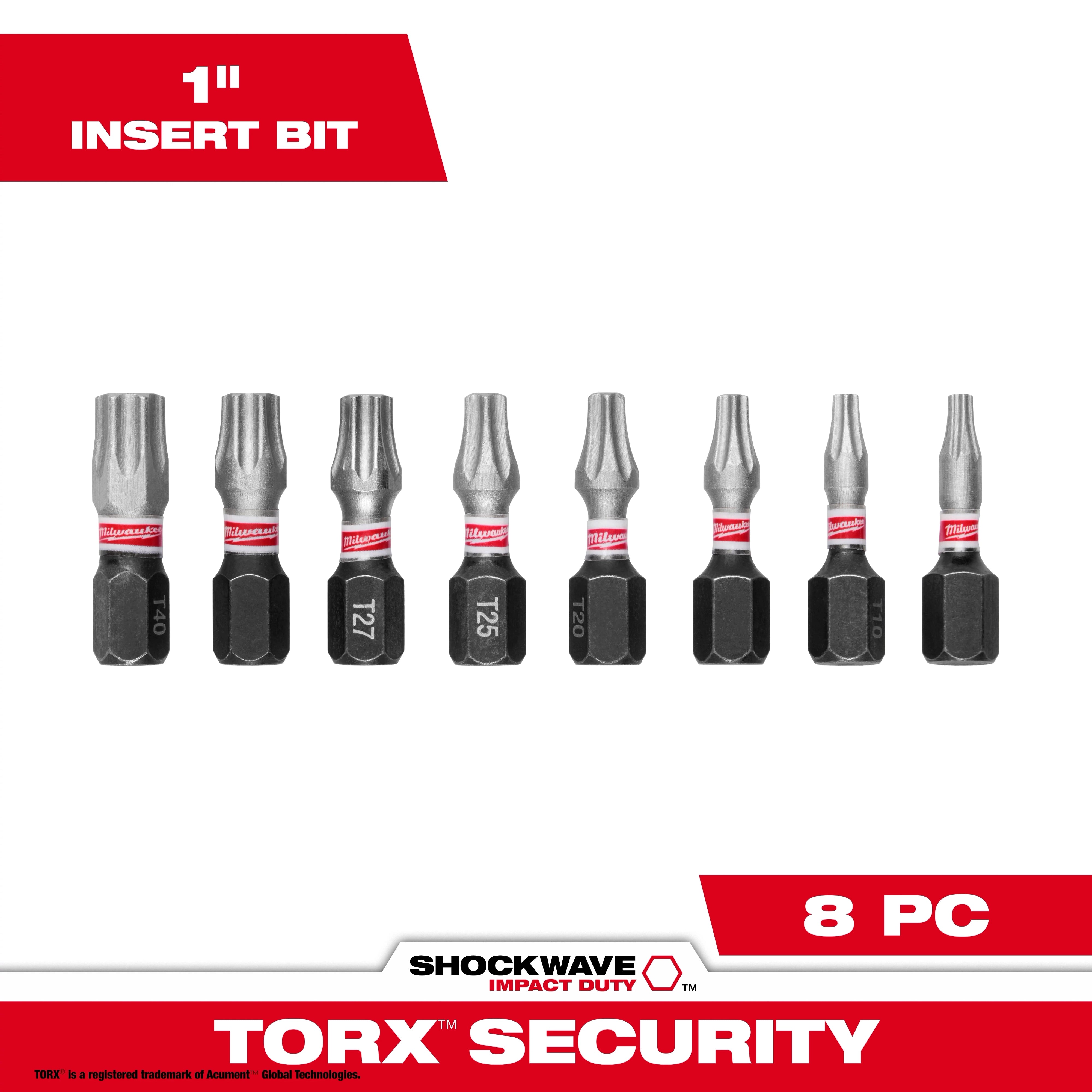 Milwaukee Ensemble de 10 pièces d'embouts de sécurité TORX® 1" SHOCKWAVE™ Impact Duty 48-32-4618