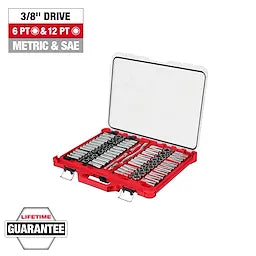 Milwaukee Ensemble de 98 pièces 3/8" Drive, cliquets 6‑points et 12‑points métriques & SAE avec organiseur bas profil PACKOUT™ 48-22-9285