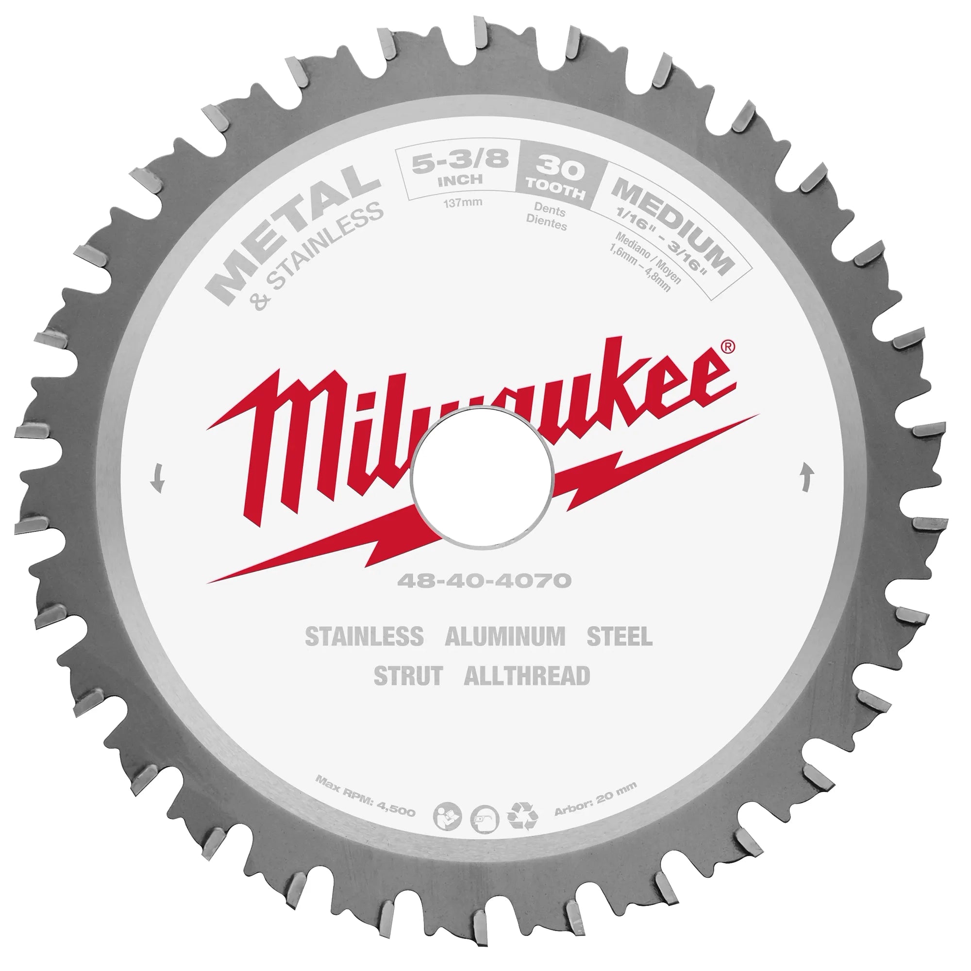 Milwaukee Lame circulaire de coupe pour métaux et acier inoxydable 48-40-4515