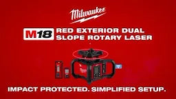 Milwaukee Kit de niveau laser rotatif à double pente extérieur rouge M18™ avec récepteur et télécommande 3704-21