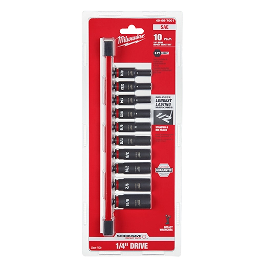 Milwaukee Ensemble de douilles SAE profondes à 6 points 10 pièces SHOCKWAVE Impact Duty™ 49-66-7001