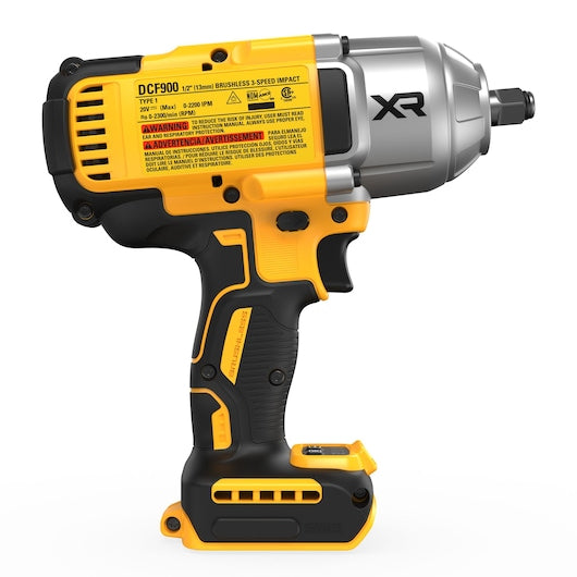 Dewalt 20V MAX* XR® 1/2 In. High Torque Impact Wrench With Hog Ring Anvil (Tool Only) DCF900B