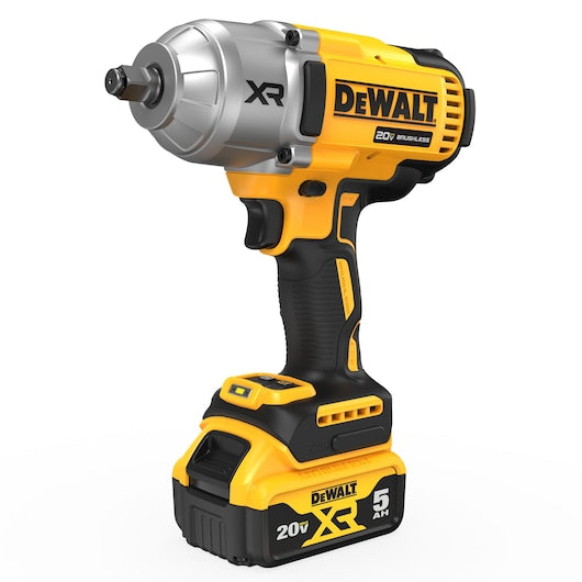 DeWalt Clé à chocs haute couple 1/2 po 20V MAX* XR® avec kit enclume à anneau de sanglier et kit de 2 batteries 5,0 Ah + chargeur DCF900P2