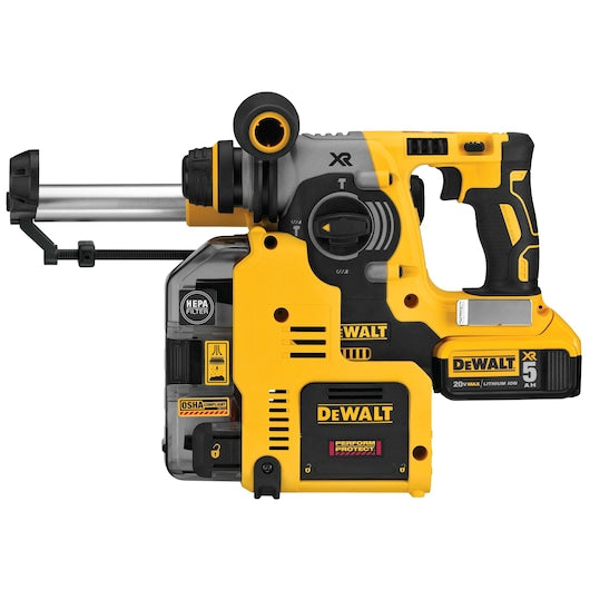 DeWalt Kit marteau perforateur L-Shape 1 po. SDS Plus 20V MAX* XR® avec extracteur de poussière intégré DCH273P2DHO