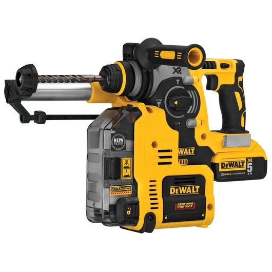 DeWalt Kit marteau perforateur L-Shape 1 po. SDS Plus 20V MAX* XR® avec extracteur de poussière intégré DCH273P2DHO