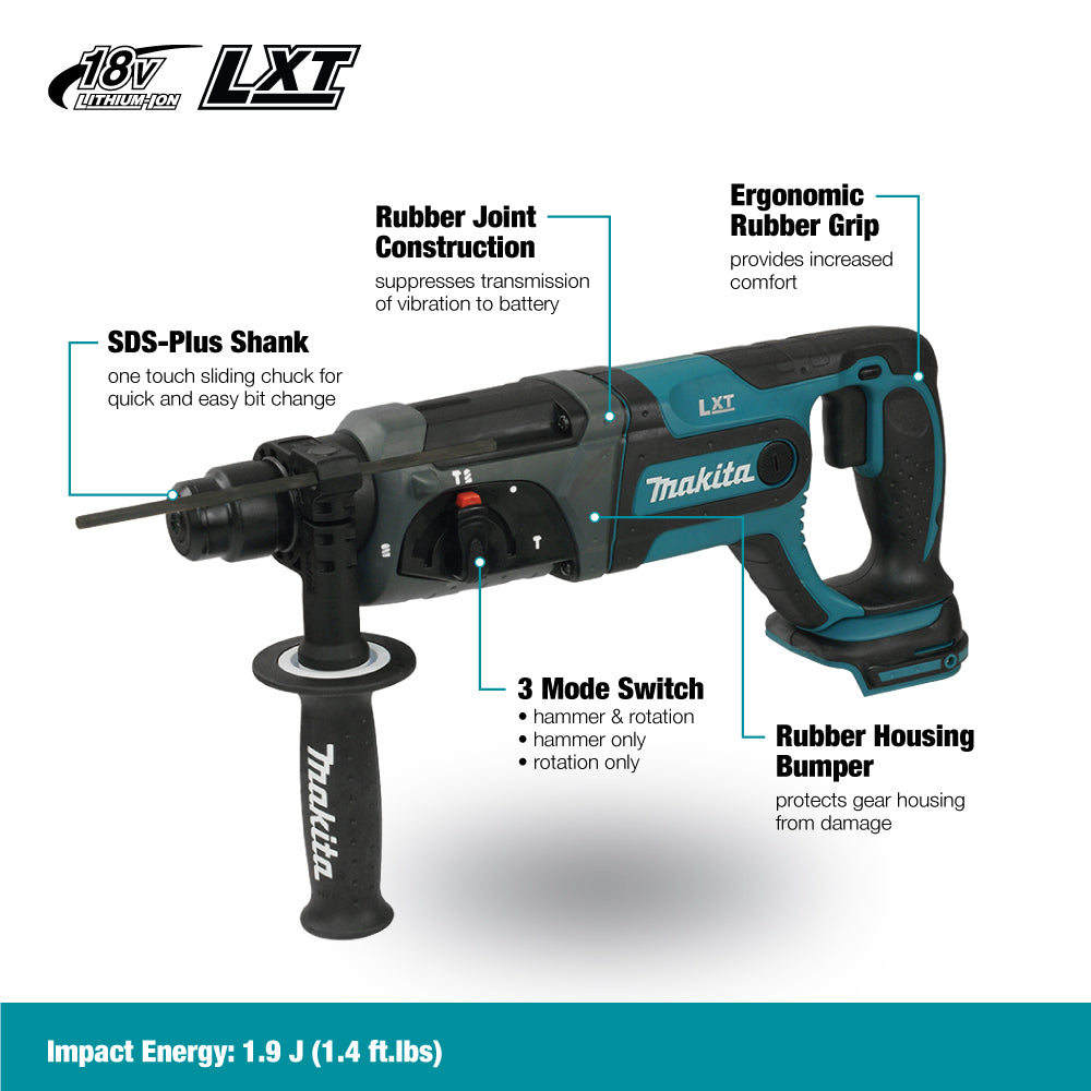 Makita Perforateur SDS-PLUS 15/16" LXT 18V, Nu DHR241Z