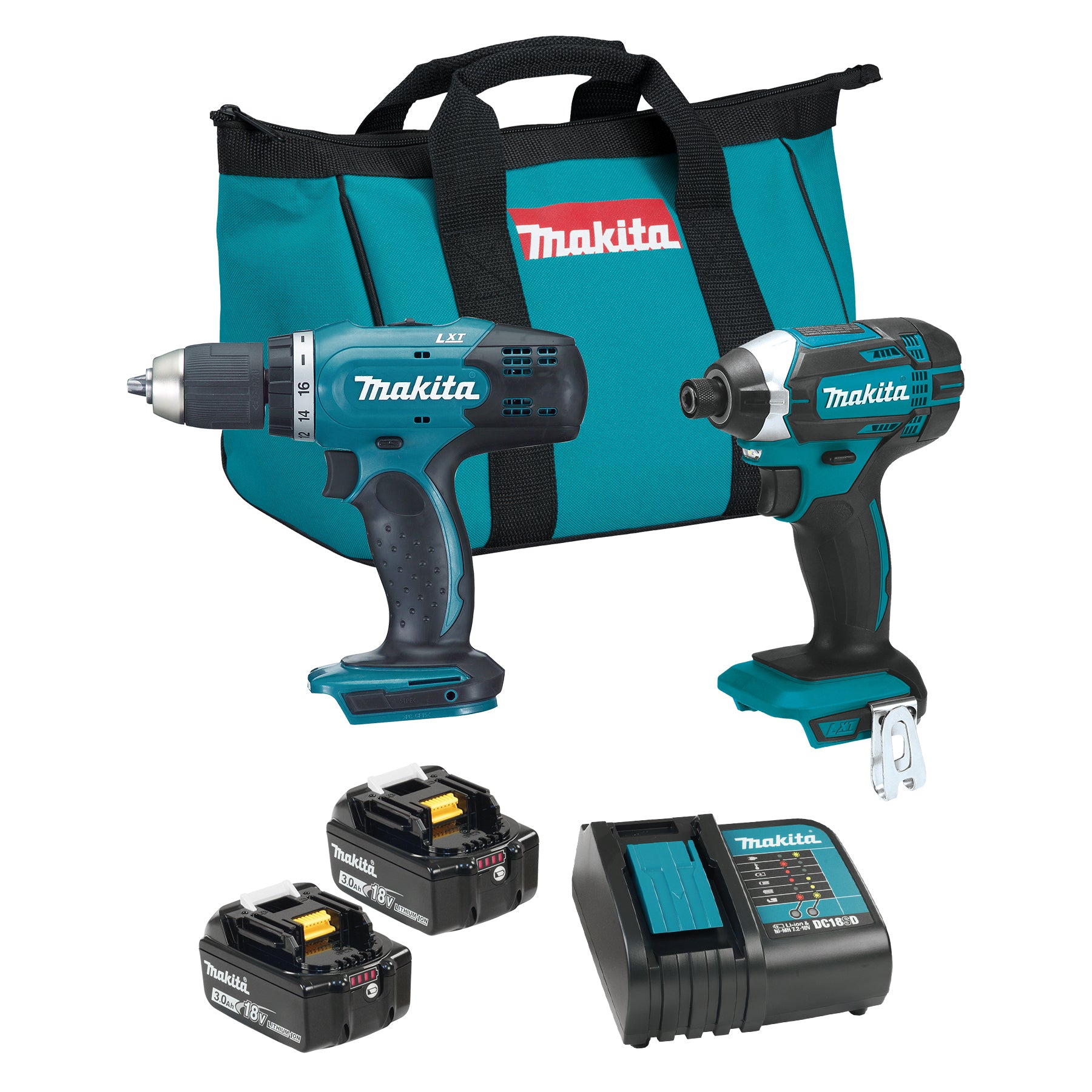 Makita Kit combiné 2 outils sans fil 18V LXT, 2 batteries 3.0Ah DLX2022S