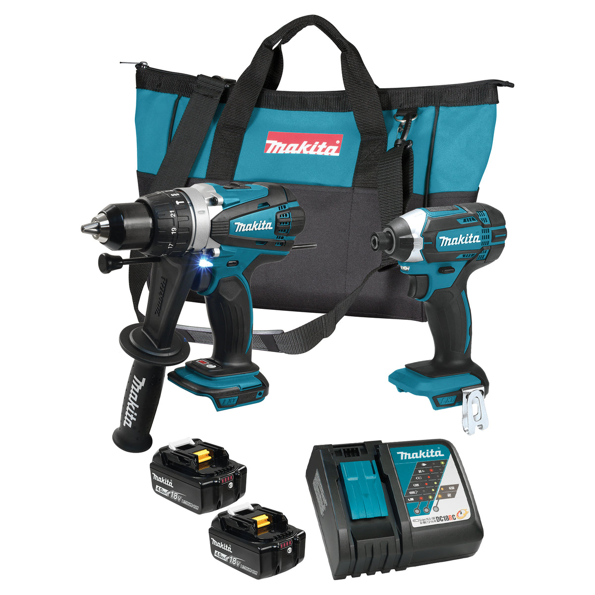 Makita Kit combiné 2 outils sans fil 18V LXT, 2 batteries 4.0Ah DLX2145MX