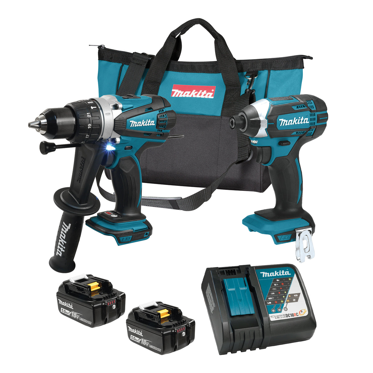 Makita Kit combiné 2 outils sans fil 18V LXT, 2 batteries 5.0Ah DLX2145TX