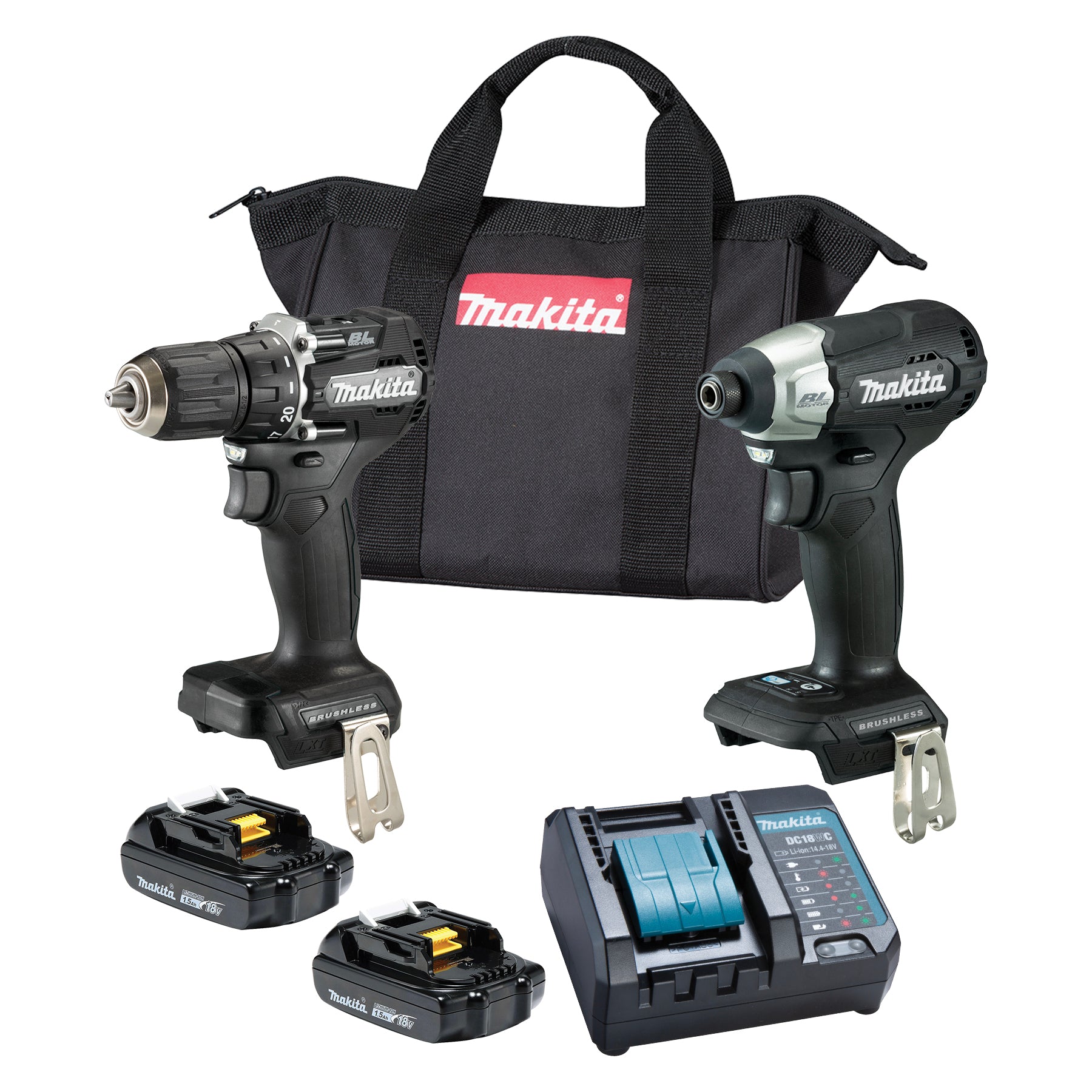 Makita Kit Combiné 2 Outils Sub-Compact Sans Fil 18V LXT Brushless, Compact x2 DLX2423Y01