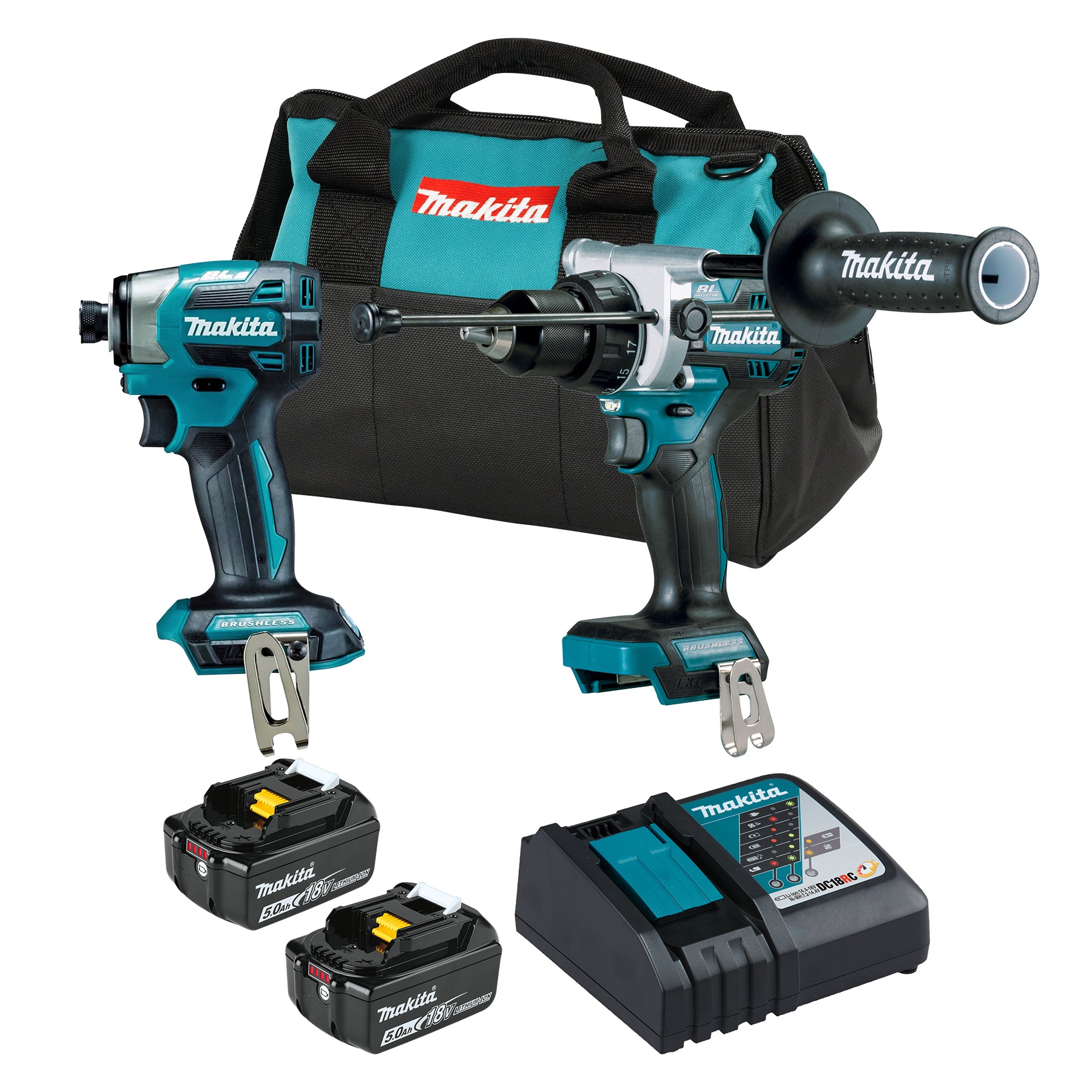 Makita Kit Combiné 2 Outils Sans Balais 18V LXT, 5,0Ah x2 DLX2516TX1