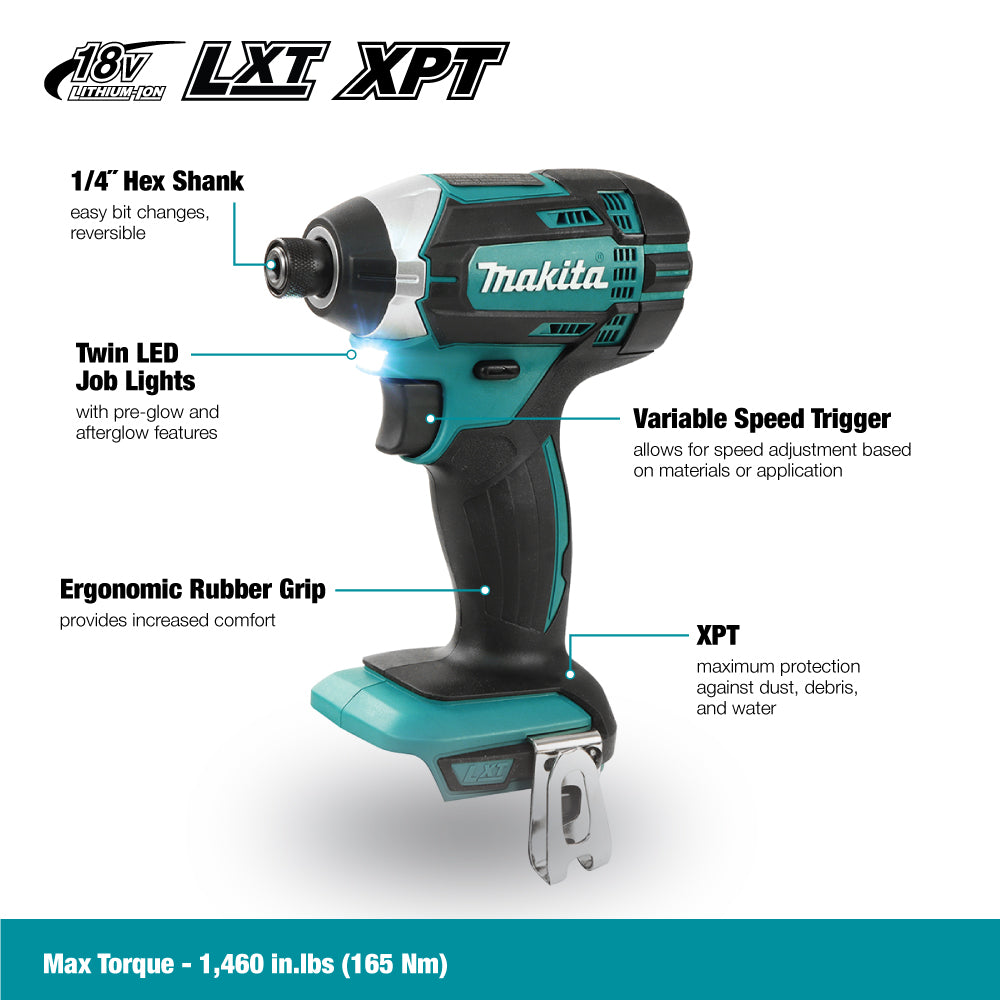 Makita Visseuse à chocs 18V LXT 1/4", outil seul DTD152Z
