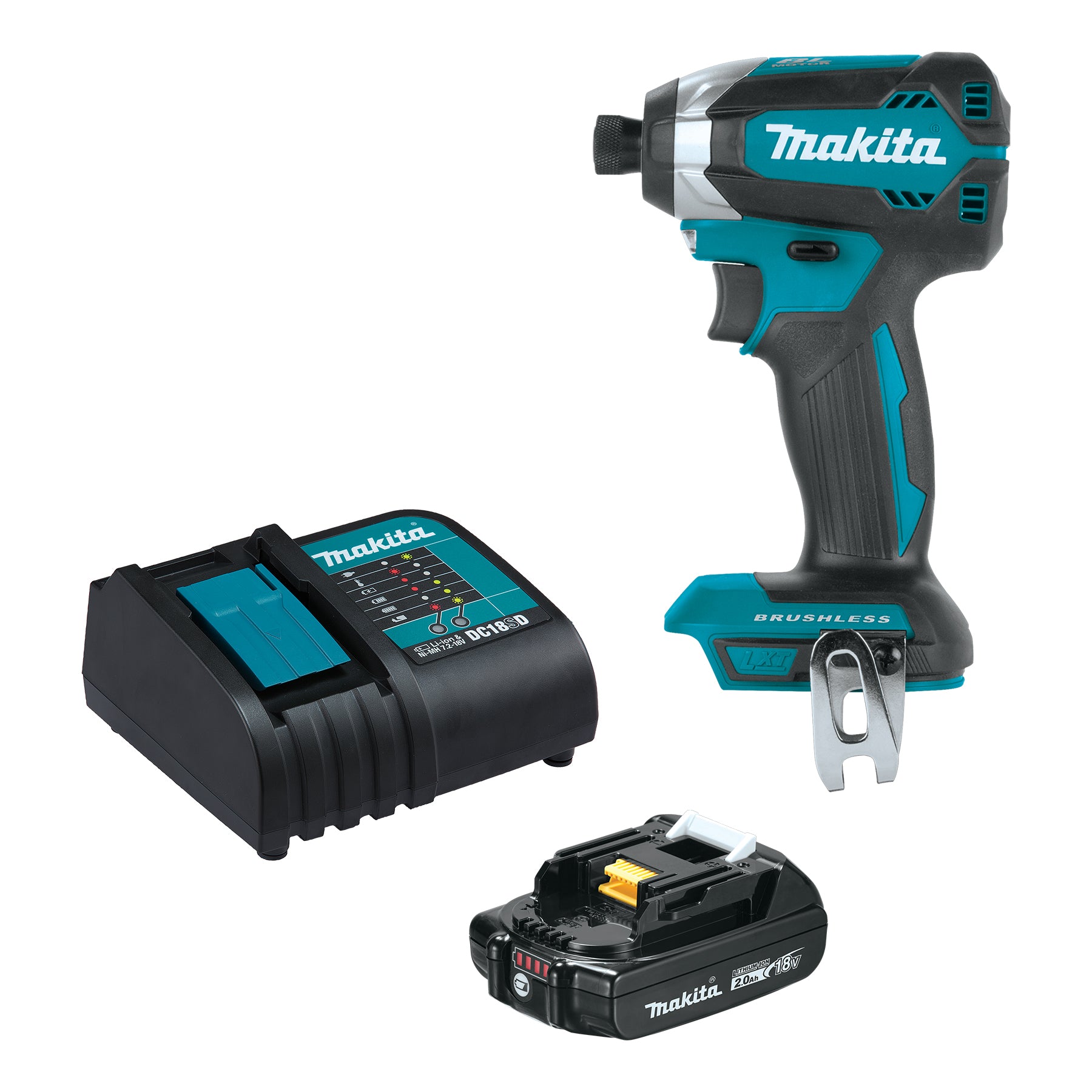 Makita Visseuse à chocs sans balais 18V LXT 1/4", 2.0Ah x1Kit DTD153SAX2