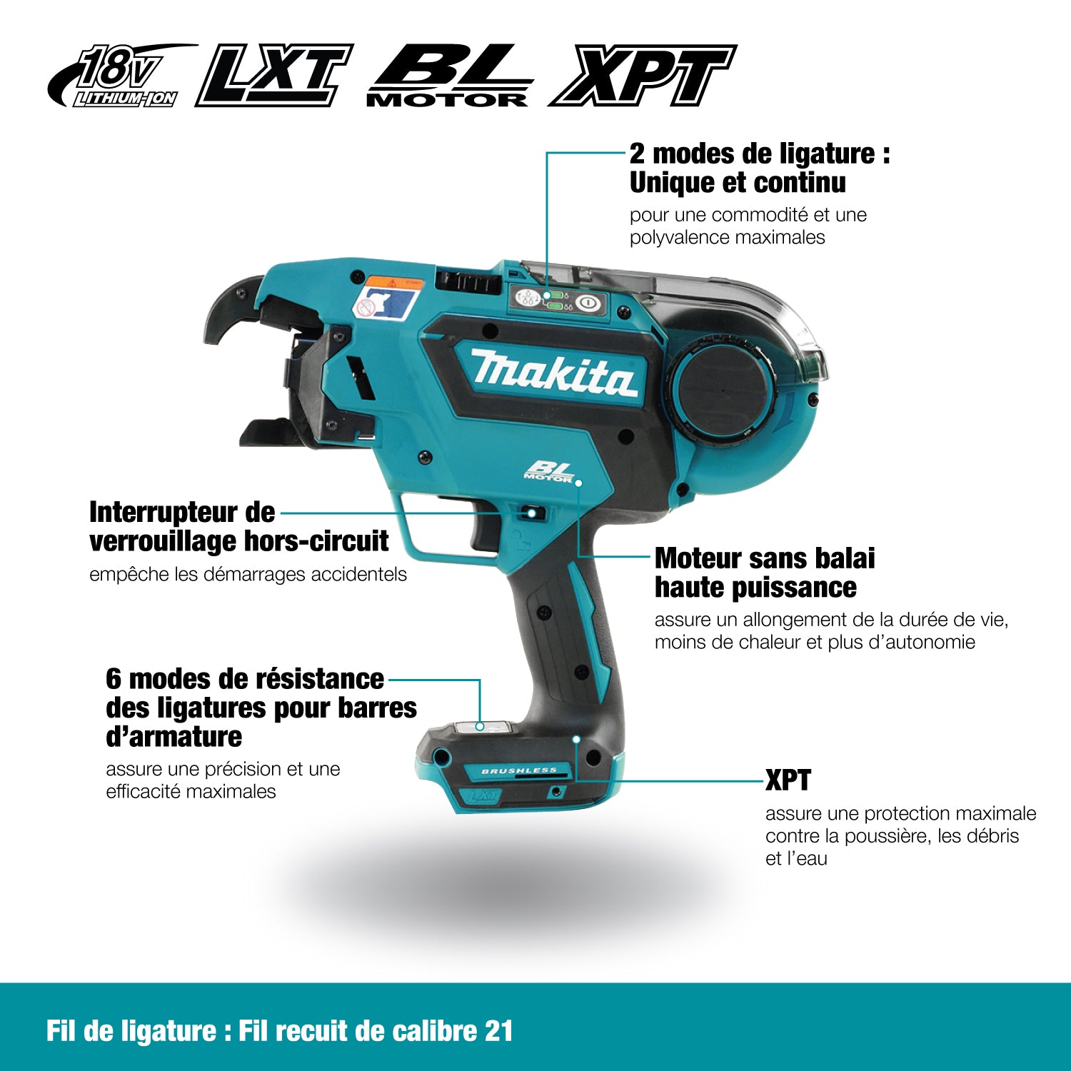 Makita 18V LXT Brushless Rebar Tying Tool, Tool Only DTR180ZK