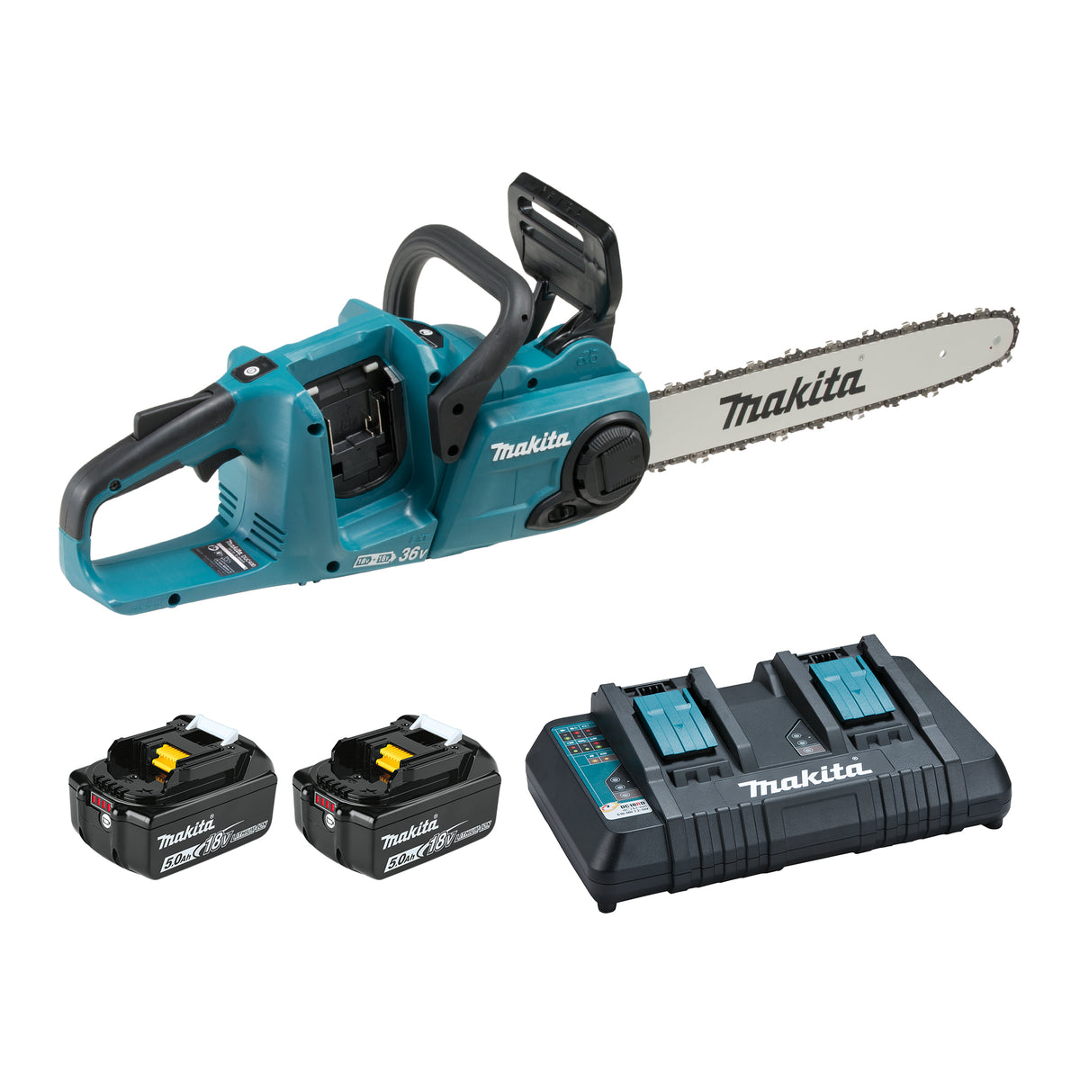 Makita 36V(18Vx2) LXT Brushless 16" Rear Handle Chainsaw, 5.0Ah x2Kit DUC400PT2
