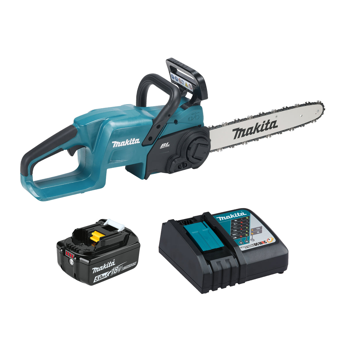 Makita 18V LXT Brushless 16" Rear Handle Chainsaw, 5.0Ah x1Kit DUC407RTX2