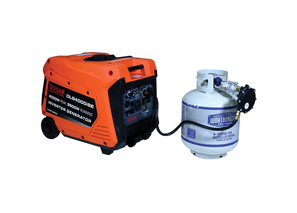 Ducar Groupe électrogène à onduleur 4000W, 7.5 CV, double carburant (GPL / essence) DUEDLG4000ISE