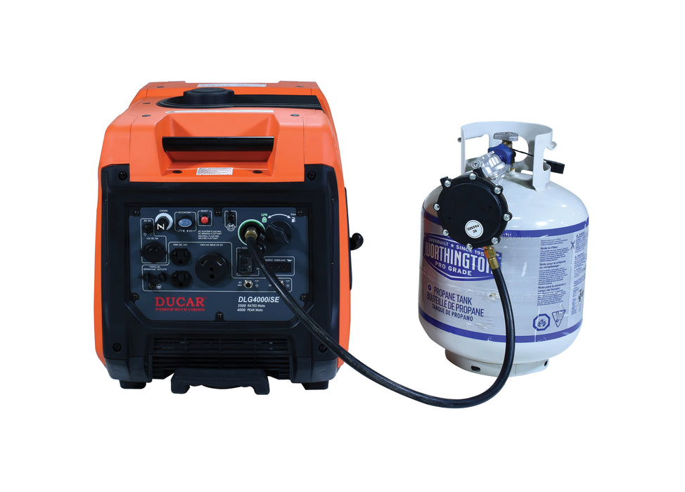 Ducar Groupe électrogène à onduleur 4000W, 7.5 CV, double carburant (GPL / essence) DUEDLG4000ISE