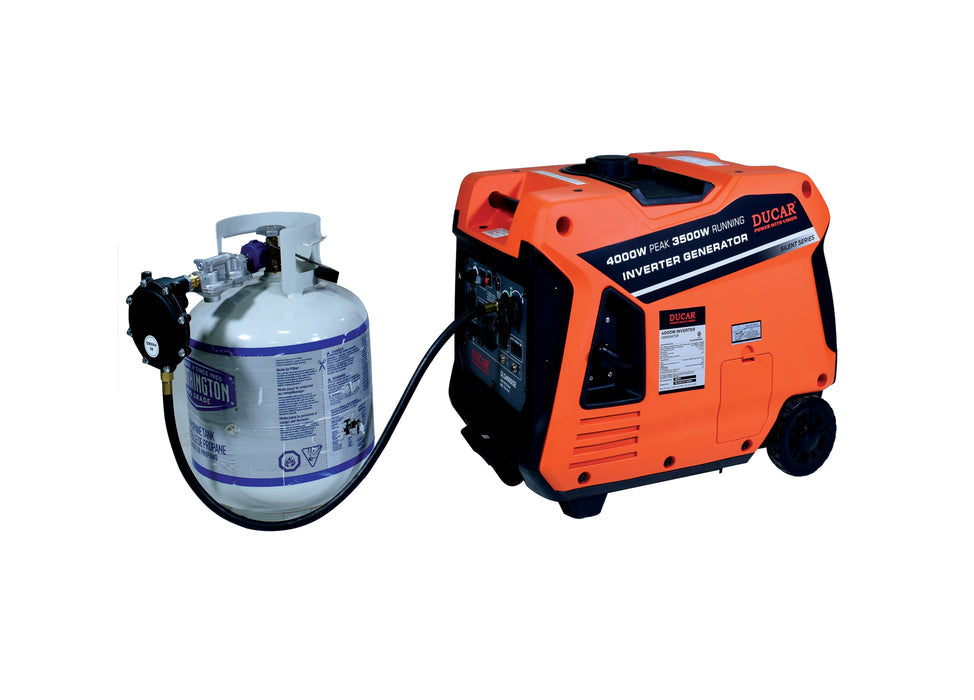 Ducar Groupe électrogène à onduleur 4000W, 7.5 CV, double carburant (GPL / essence) DUEDLG4000ISE