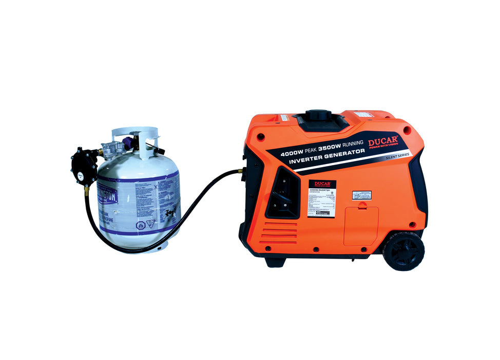 Ducar Groupe électrogène à onduleur 4000W, 7.5 CV, double carburant (GPL / essence) DUEDLG4000ISE