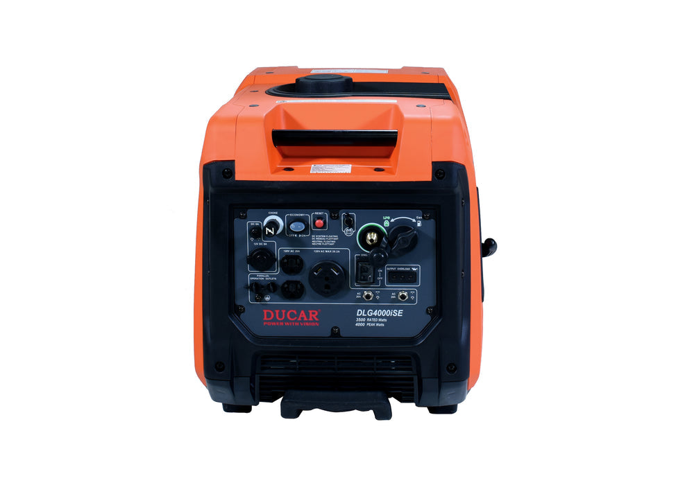 Ducar Groupe électrogène à onduleur 4000W, 7.5 CV, double carburant (GPL / essence) DUEDLG4000ISE