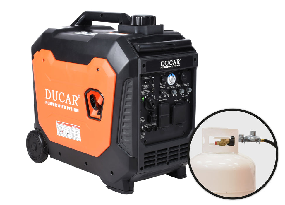 Ducar Générateur à onduleur 4400W, 6 CV, double carburant (GPL / essence) DUEDLG4400ISE