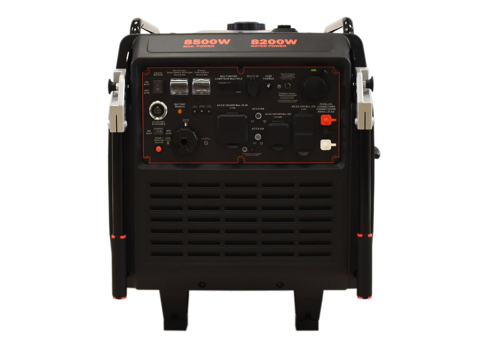 Ducar Génératrice à onduleur 8500W, 16 CV, démarrage à distance, bi-carburant (GPL / essence) DUEDLG8600IR