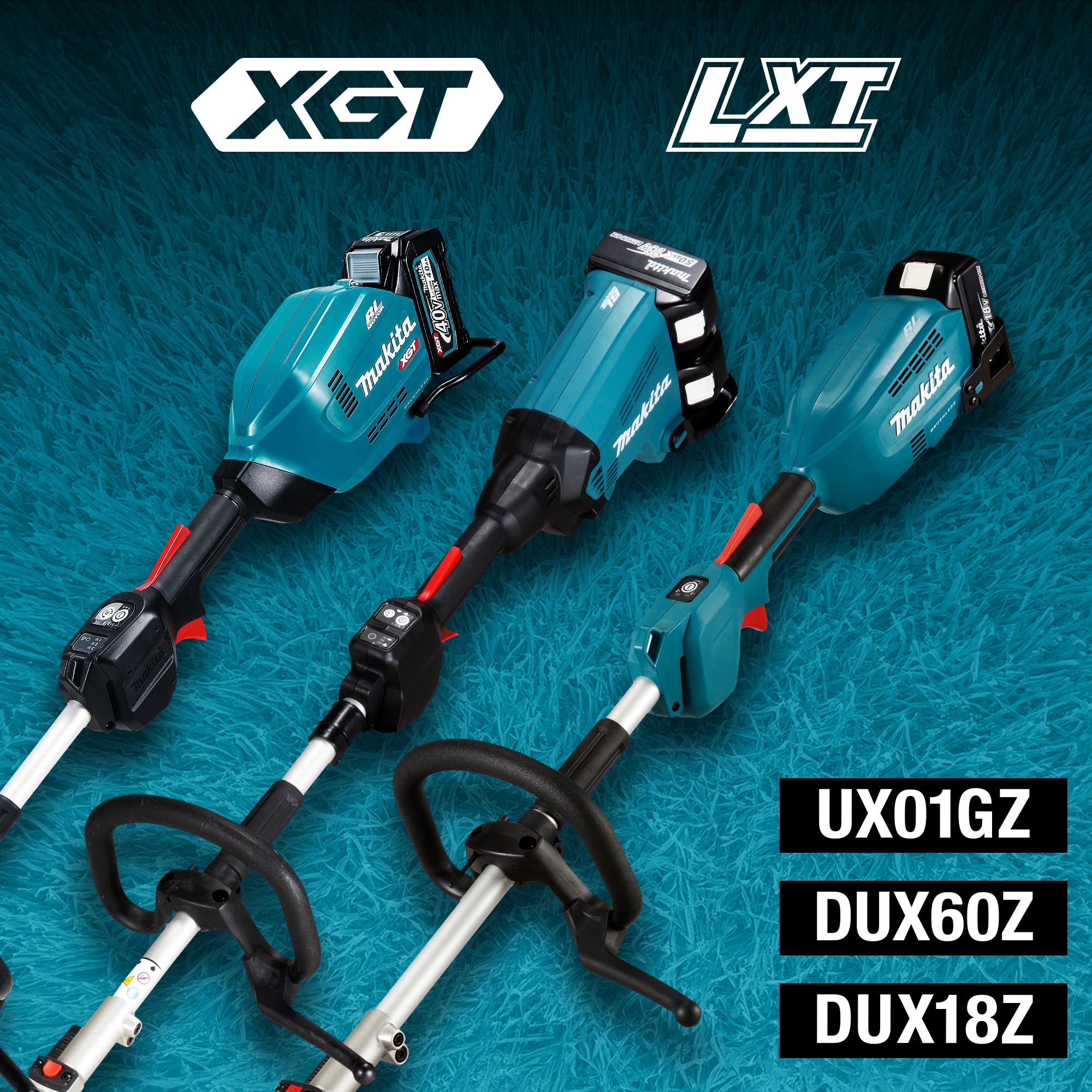 Makita Unité motrice Split Shaft Brushless 18V LXT avec tronçonneuse sur perche EY402MP, Kit avec 2 batteries 4.0Ah DUX18RMX12