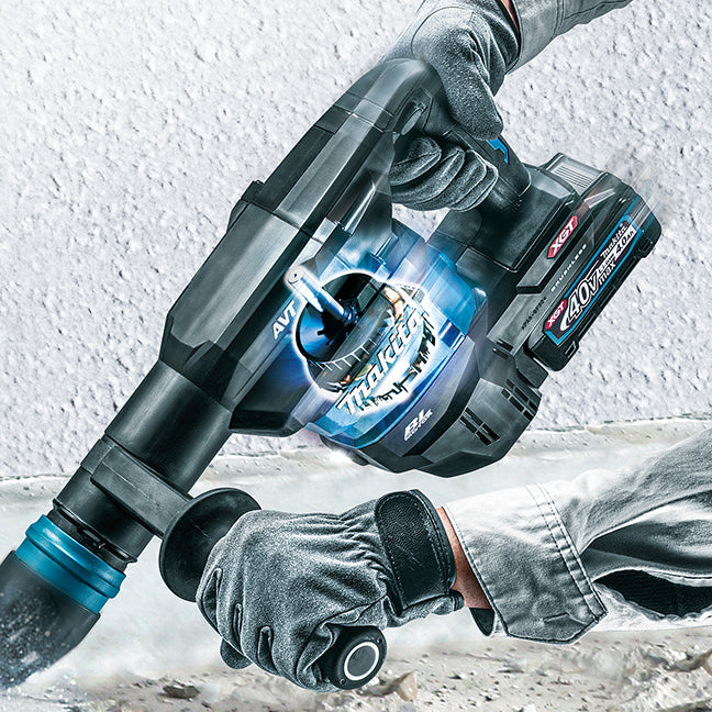 Makita Marteau démolisseur sans balais 40Vmax XGT SDS-MAX 13 lbs avec AWS, Kit avec 2 batteries 4.0Ah HM001GM202