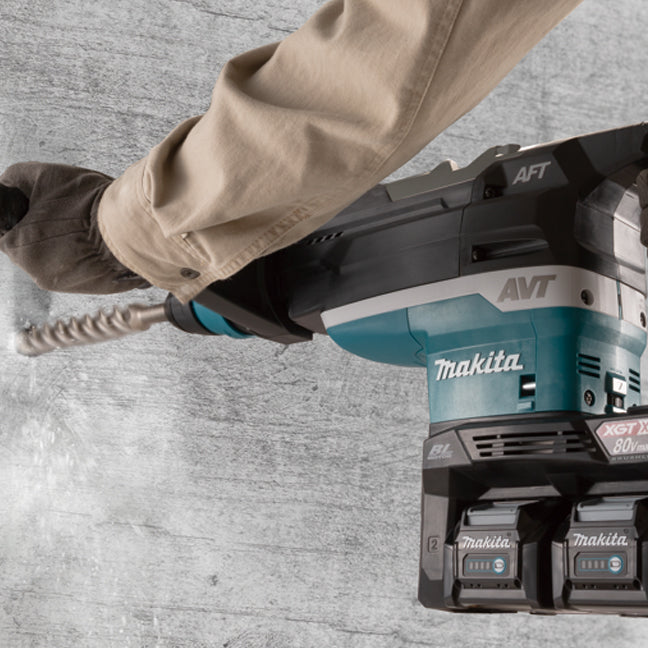 Makita Marteau perforateur sans fil 80V(40Vx2)max XGT sans balais 2" SDS-MAX avec AWS, kit avec 2 batteries 4.0Ah HR006GM203