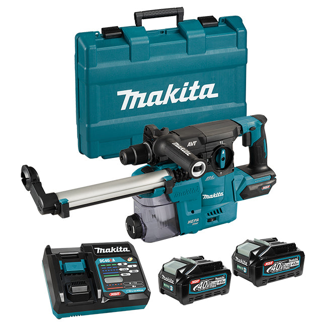 Makita Marteau perforateur sans fil 40Vmax XGT sans balais 1-3/16" SDS-PLUS avec AWS, DX10, kit avec 2 batteries 4.0Ah HR008GM202