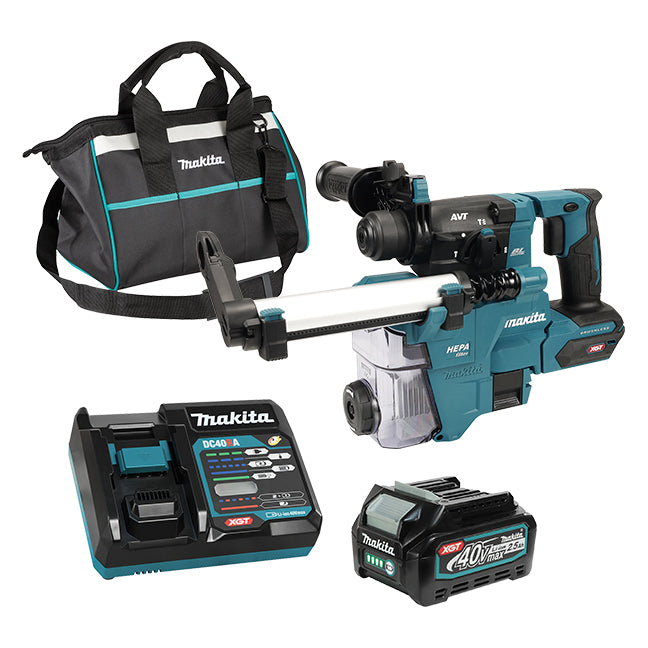 Makita Marteau perforateur compact sans fil 40Vmax XGT sans balais 13/16" SDS-PLUS, kit avec 1 batterie 2.5Ah HR010GD101