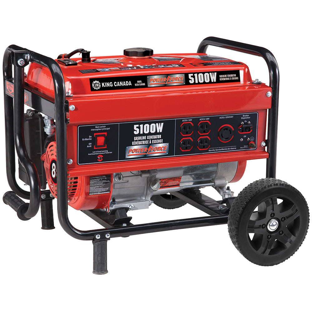 Génératrice à essence King Canada 5 100 W avec ensemble de roues – KCG-5100G