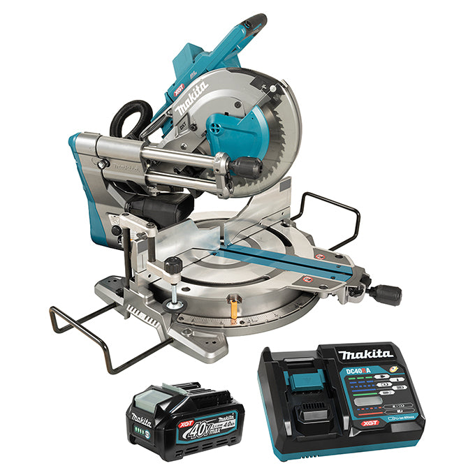 Makita 40Vmax XGT Brushless 10" Dual Compound Mitre Saw w/AWS, 4.0Ah x1Kit LS004GM102