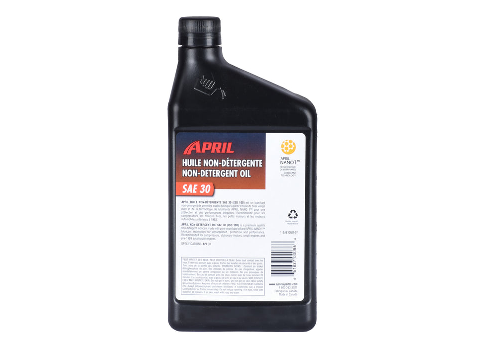 Ducar Huile non détergente, SAE30 - 1 bouteille de 946ml SAE30ND-946ML-1