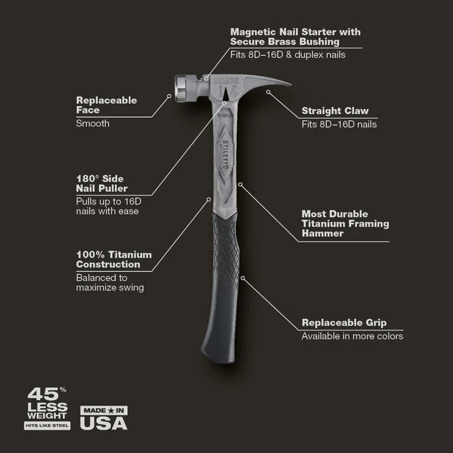 Stiletto TIBONE Milled Titanium Framing Hammer 14oz TIB14RMC