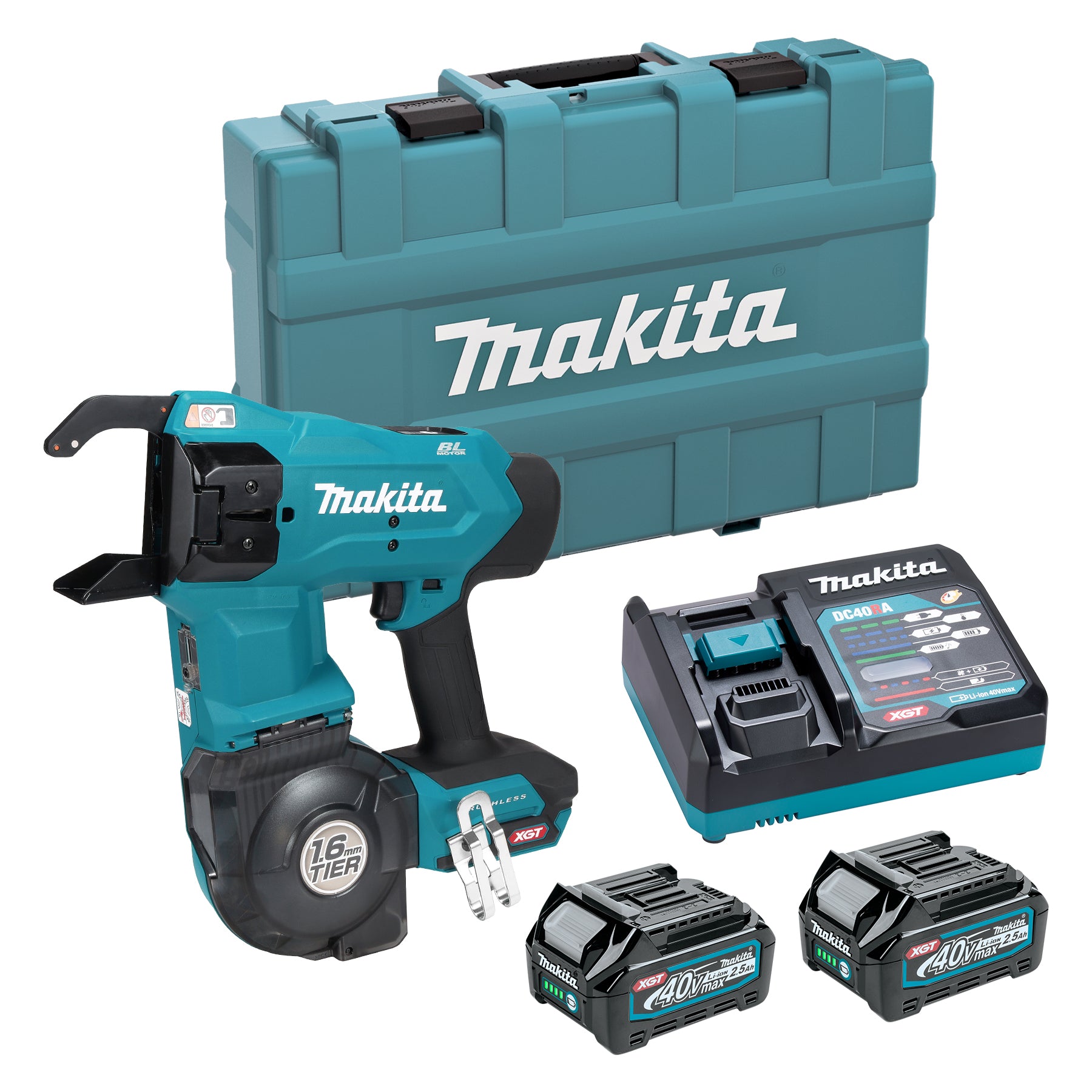 Makita Outil de ligature d'armatures 40Vmax XGT Brushless, 2,5Ah x2Kit TR001GD201