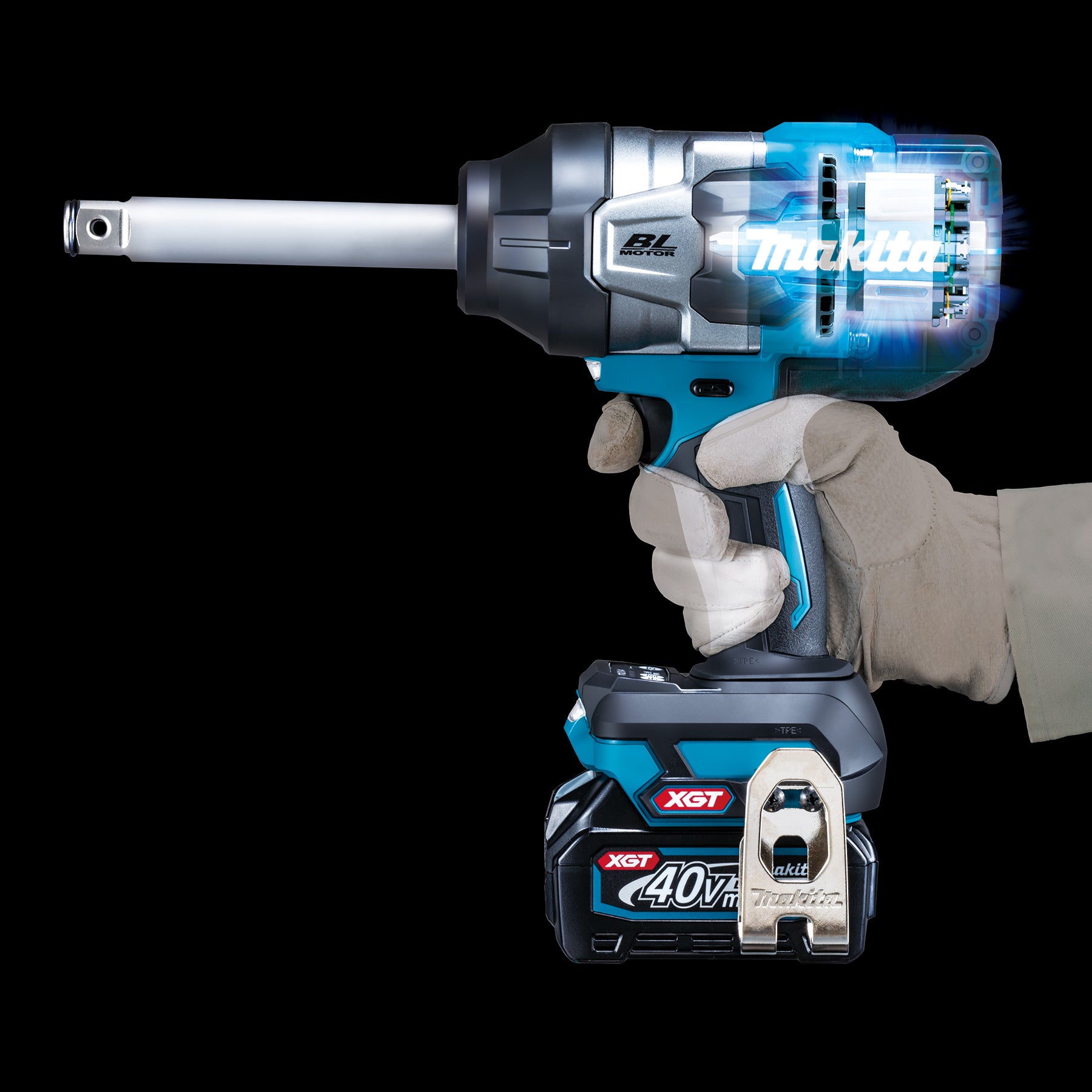 Makita Clé à chocs sans fil 40Vmax XGT Sans balais, enclume longue 3/4" à couple élevé, Machine seule TW011GZ