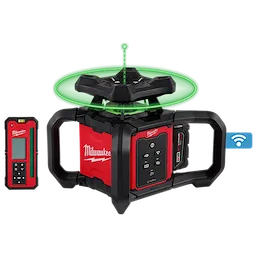 Milwaukee Kit de niveau laser rotatif intérieur vert M18™ avec télécommande/récepteur et support de montage mural 3702-21