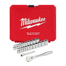 Milwaukee Ensemble de 25 pièces à entraînement 1/4" métrique et SAE avec cliquet et douilles à FOUR FLAT™ SIDES 48-22-9044