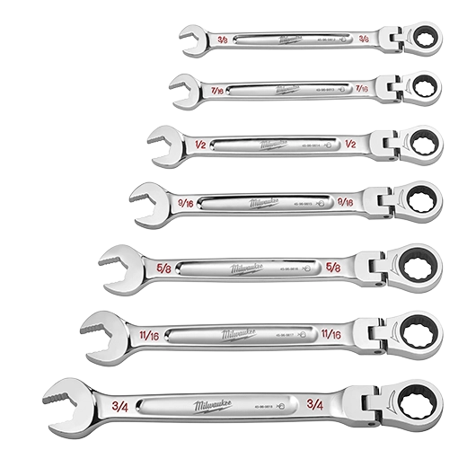 Milwaukee Ensemble de 7 clés combinées SAE à tête flexible 48-22-9429