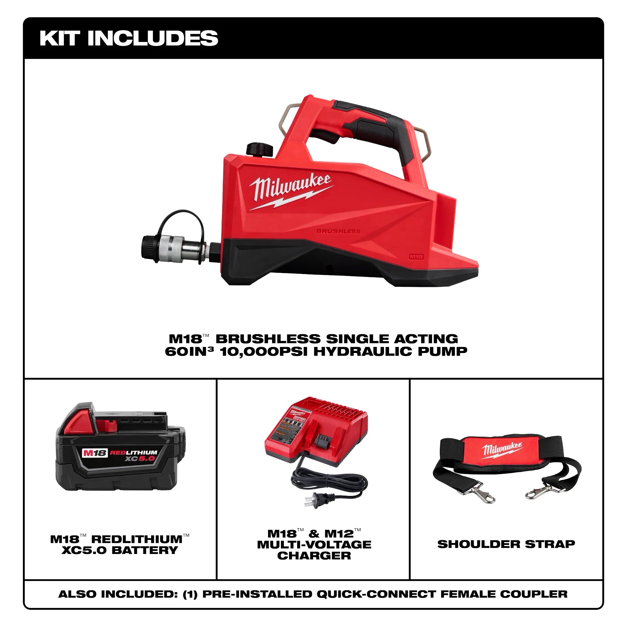 Milwaukee M18™ Pompe hydraulique sans balais à simple effet 60in3 10 000 psi 3120-21