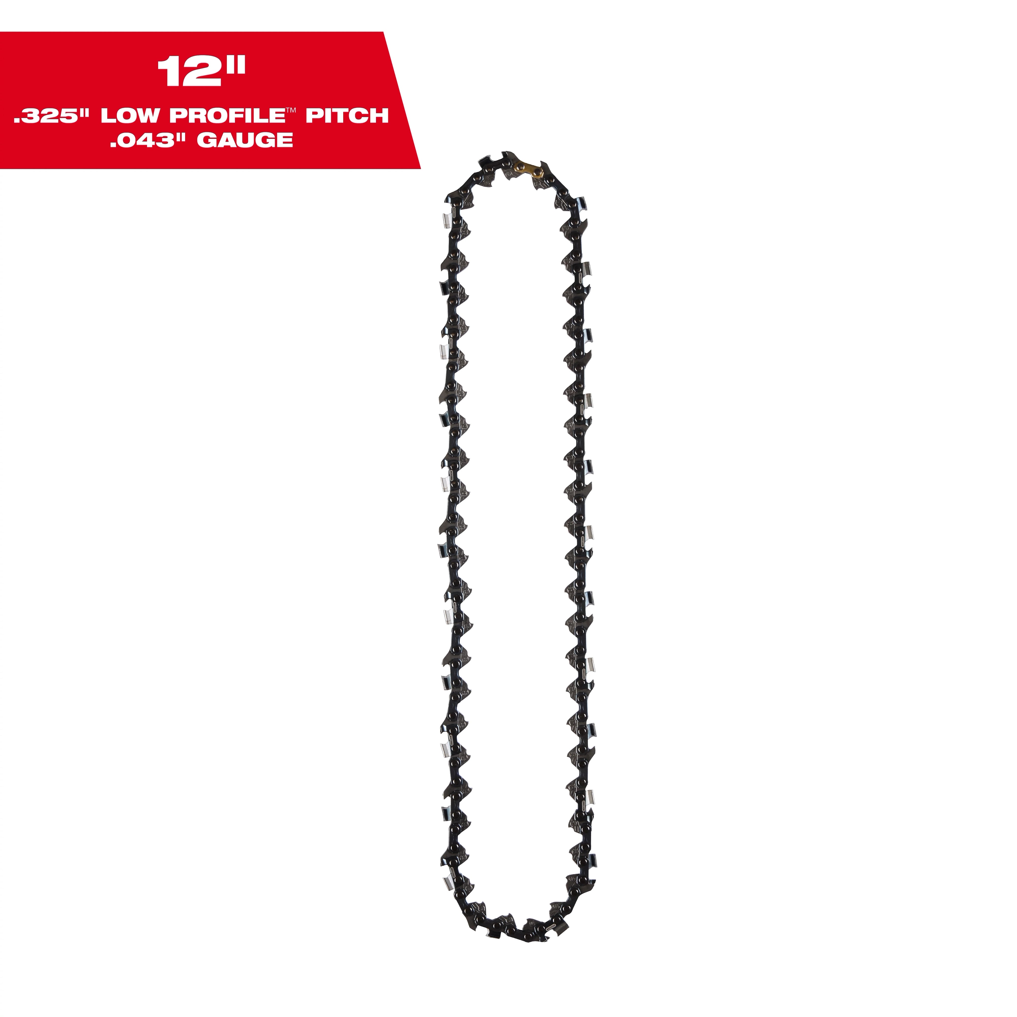 Milwaukee 12" .325" LOW PROFILE™ Pitch, .043" Gauge Saw Chain 49-16-2742