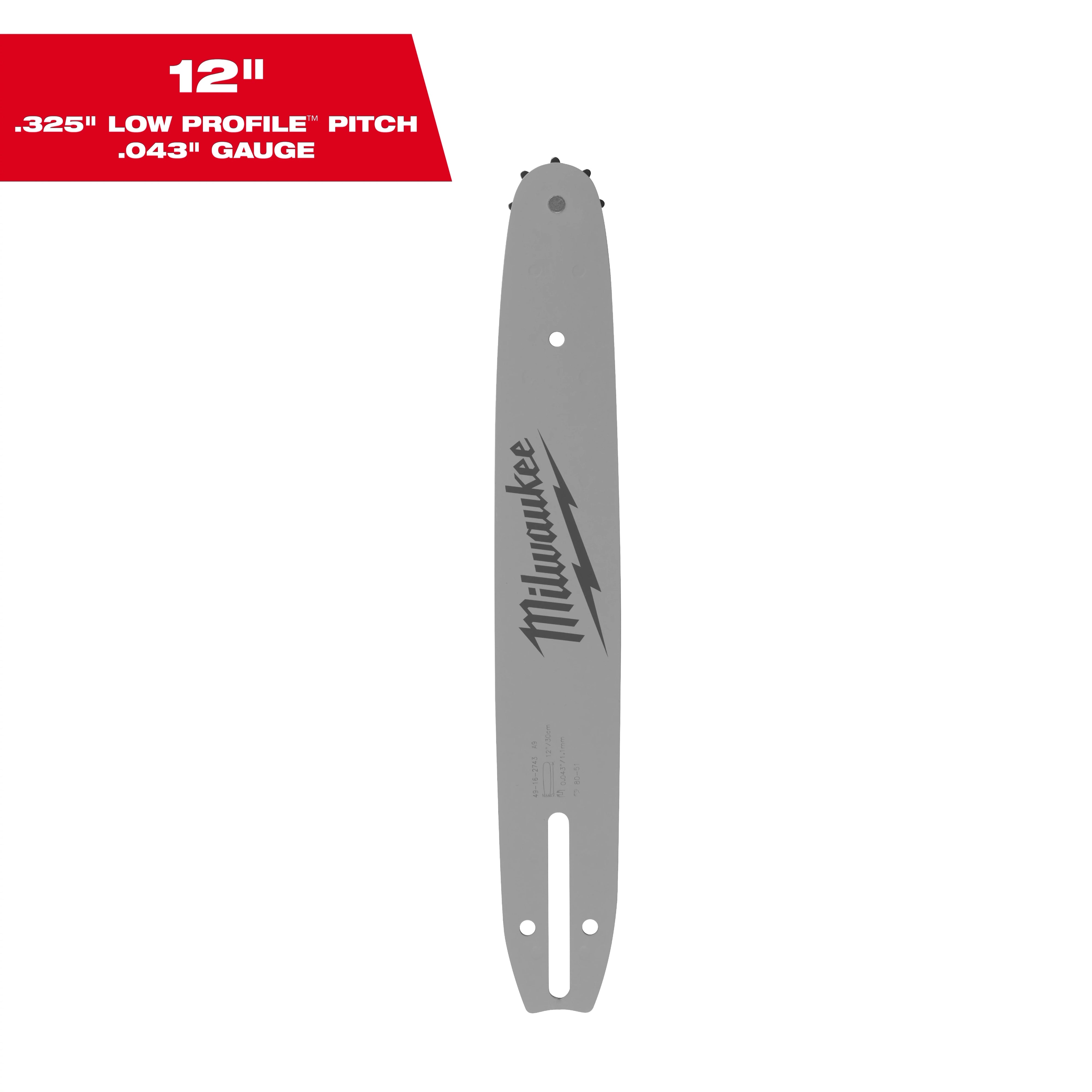 Milwaukee Barre guide à profil bas 12" .325" LOW PROFILE™, calibre .043" 49-16-2743