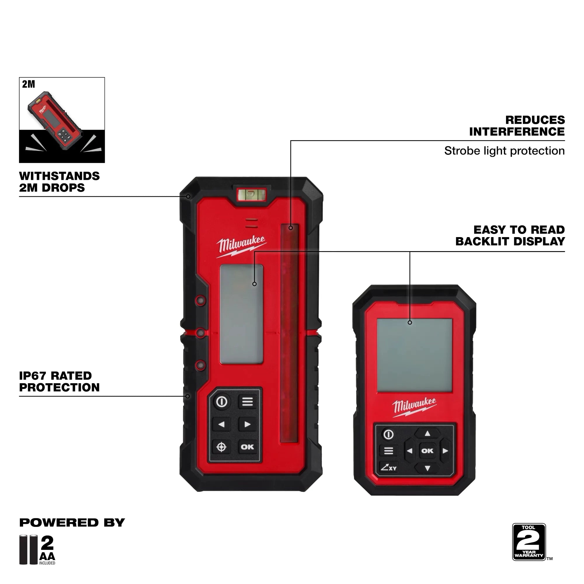 Milwaukee Récepteur laser rotatif extérieur à double pente rouge 3714