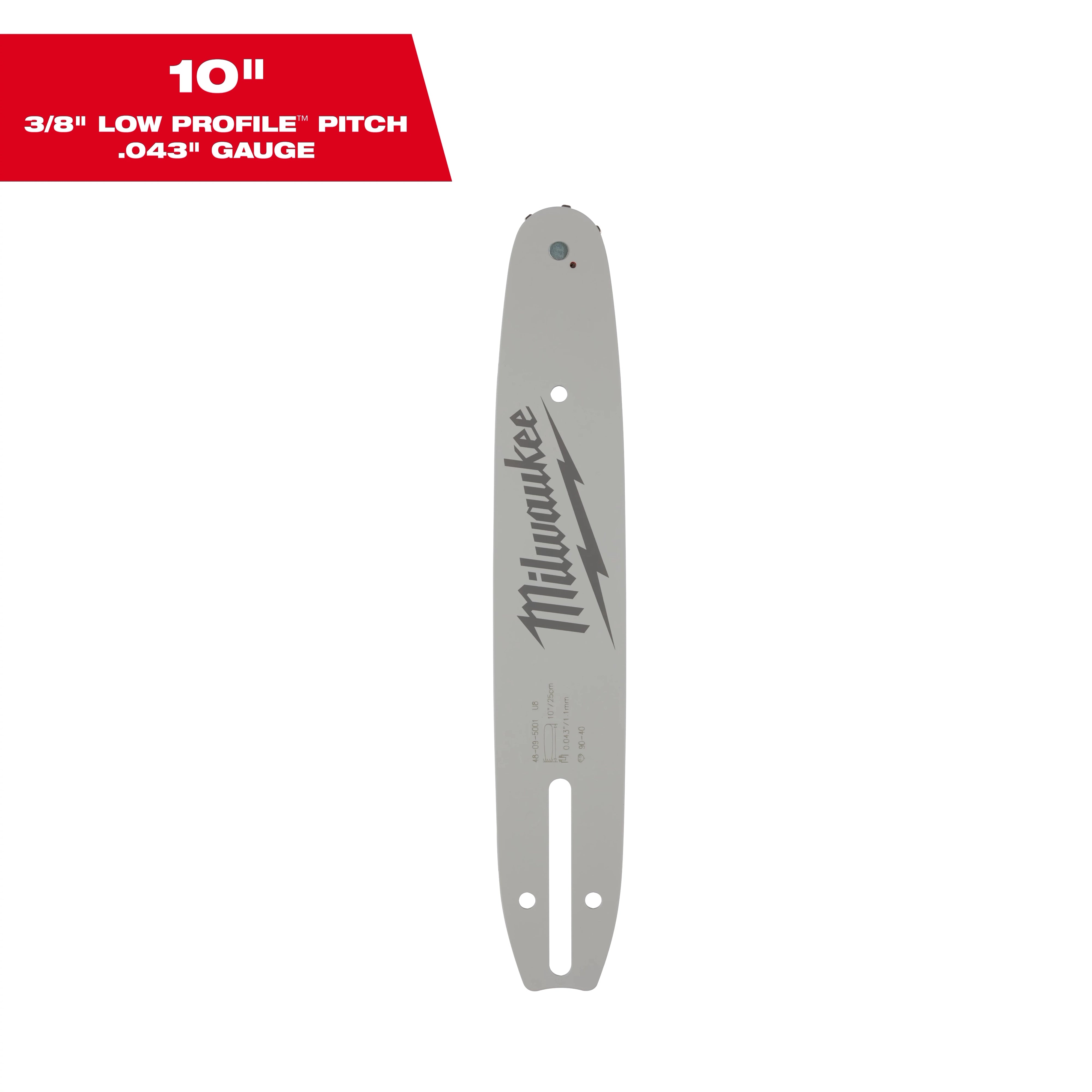 Milwaukee 10" 3/8" LOW PROFILE™ Pitch, .043" Gauge Guide Bar 48-09-5001