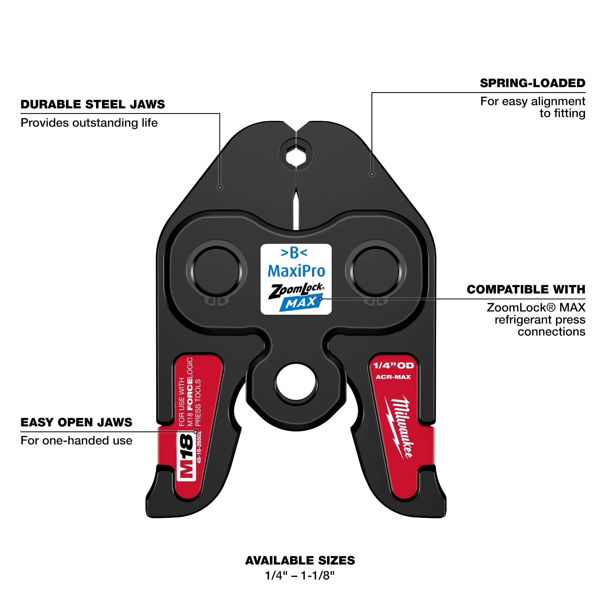 Milwaukee ZoomLock® MAX Press Jaw for M18™ FORCE LOGIC™ Press Tools 49-16-2650Z